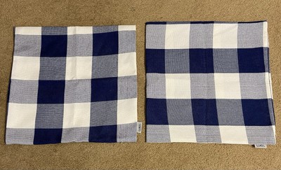LHKIS Pillow Covers Blue Cream Buffalo Check Plaid 18  X 18 Square 