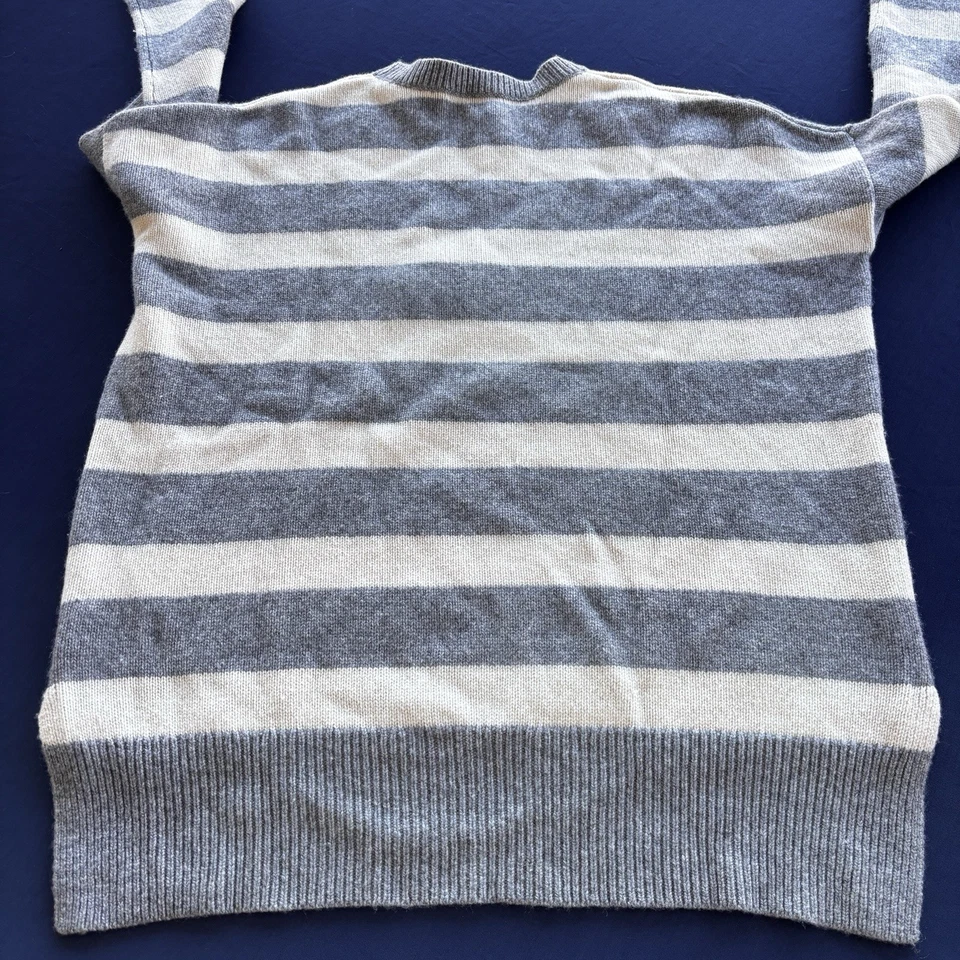 Theory 100% Cashmere Striped Sweater Womens Small Gray Ivory Karenia ST Flawed - Image 4 of 4