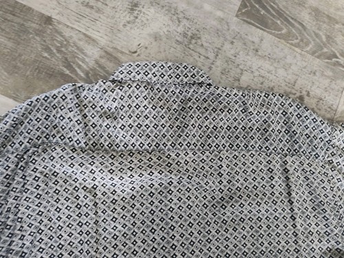 Avanti Short Sleeve Button Up Mens Shirt Rayon Hawaiian Geometric XL Black White - Picture 14 of 14