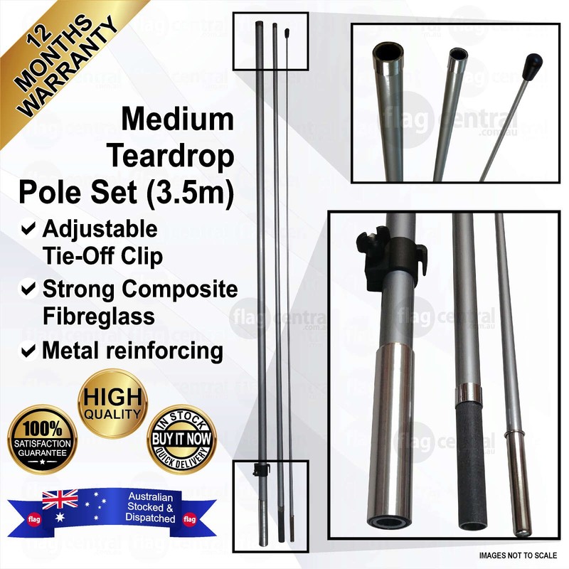 P - BREAKFAST Deluxe Double-Sided Brown 3.5m Teardrop Flag / Banner Kit with Pole Set, Galvanised Steel Ground Spike, Steel Outdoor Cross Base, Free 15kg Water Bag and a Free Carry Bag - 1