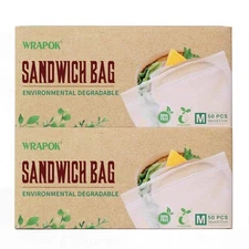 100% Compostable Recycled Sandwich Bags Biodegradable Small Storage Freezer B...