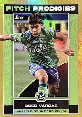 2023 Topps MLS Obed Vargas Gold Pitch Prodigies Seattle Sounders FC /50