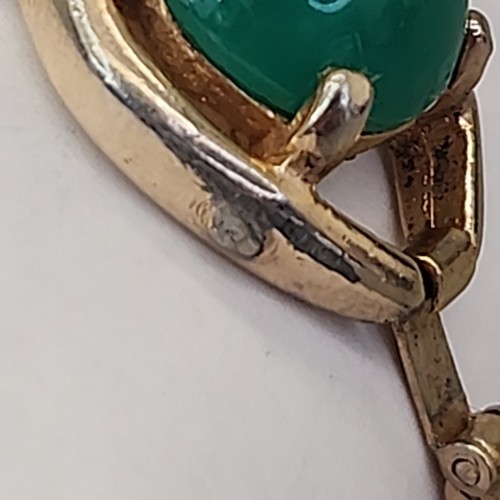 Vintage Reja Bracelet Green Glass Round Cabochon Gold Tone Linked Chain 6.25" - Picture 19 of 22