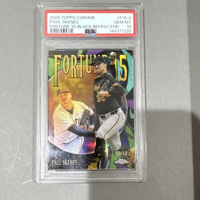 Topps 2025 Chrome Paul Skenes Fortune 15 Black Refractor /10  PSA 10 #F15-8