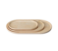 Melamine Trays, Natural Wood Color, 3 Pk