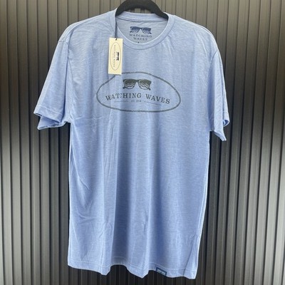 Watching Waves Sz Medium Mens Light Blue Tee Shirt Top Private Selection Apparel