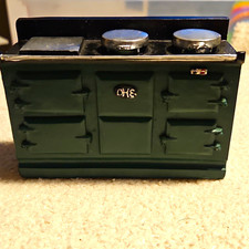 1:12 Dollhouse Aga-Style Range Cooker Oven Stove Green Silver Hob Lids DHE