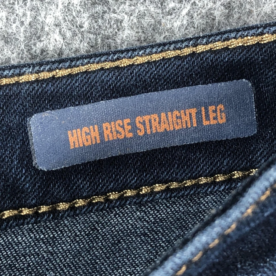 Pantalones de mezclilla Jag Jeans para mujer 10 azules tiro alto pierna recta lavado oscuro elástico Foto 3 de 4