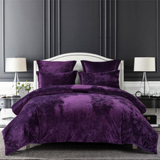 Luxurious Purple Distressed Velvet Comforter Set, 5-Piece King Size