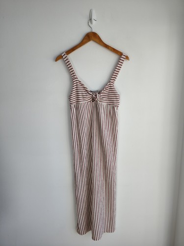 Zara Midikleid Gr. S Damen Sommer Strand rot creme gestreift ärmellos Träger