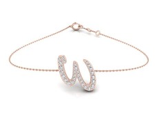 18K Rotgold Lab Grown Diamond Alphabet Bracel...