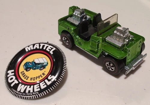 Hot Wheels Redline Grass Hopper w/pin - 1971 - Emerald/Light Green - Very Good