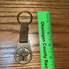 Vintage Solid Brass & Leather Marlboro Cigarette Star Steer Keyring Fob AS FOUND — photo 1