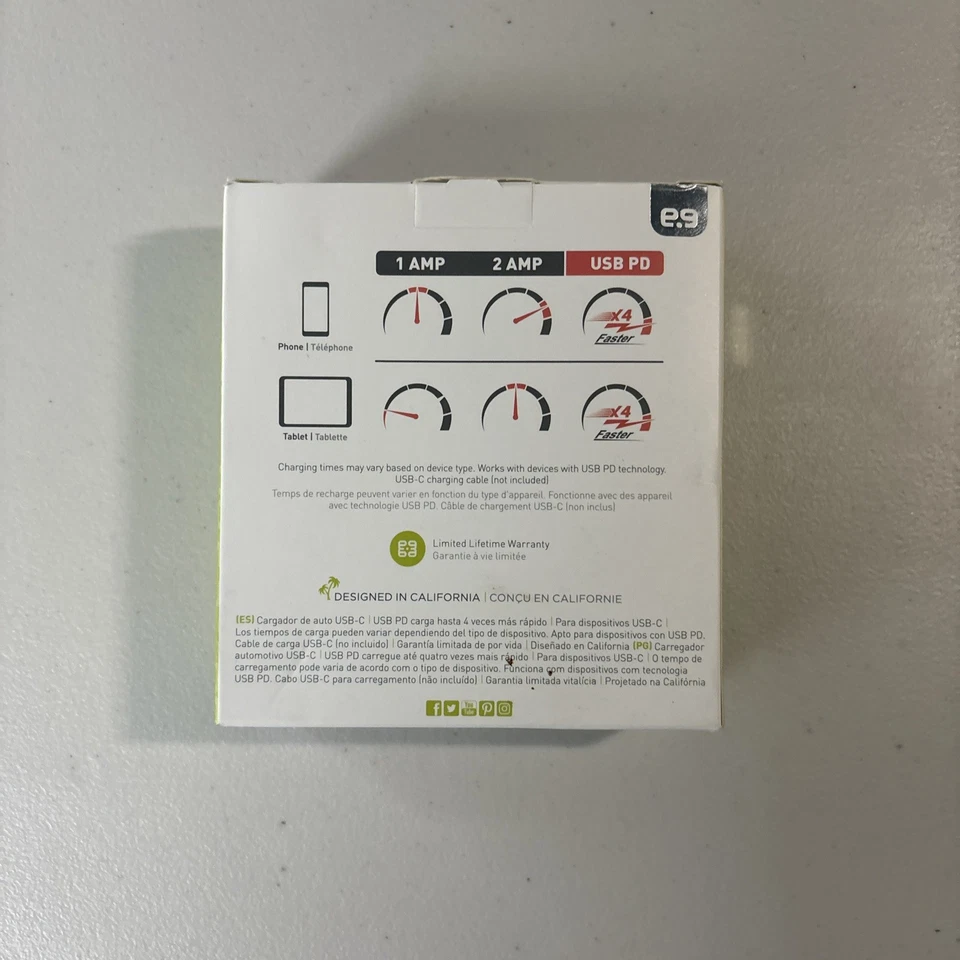 Автомобильный зарядный адаптер PureGear 35 Вт USB-C для устройств типа C - серый и красный - Изображение 4 из 4