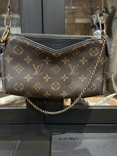 Louis Vuitton Monogram Shoulder Bag Brown Leather Strap Gold Hardware Women's