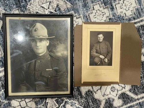 LOT of x2 WW1 WWI Military USMC US Marine Corps Soldier Pictures Photos Portrait