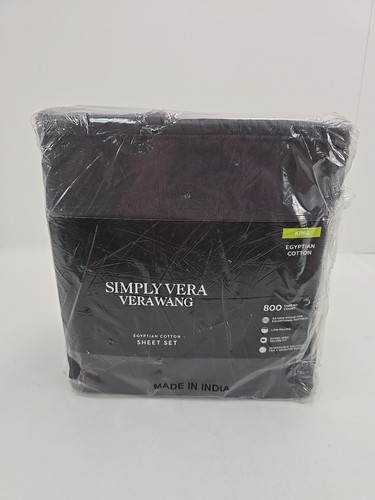 Simply Vera, Vera Wang 800 Fäden Ägyptische Baumwolle Lakenset. King anthrazit gestreift - Bild 1 von 3