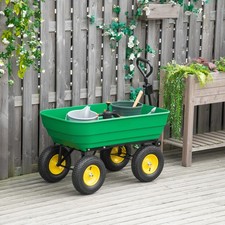 New Garden Heavy Duty Utility 4 Wheel Trolley Cart Dump Wheelbarrow Tipper Truck