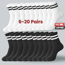 Men  s Athletic Crew Socks 6 Pack   Thin Striped Cotton Moisture Wicking 6-20