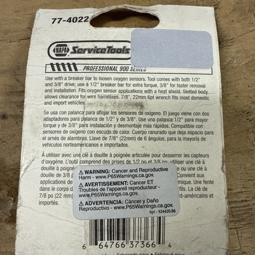 Napa Service Tools Dual Drive 7/8-Inch 22mm Oxygen O2 Sensor Socket Wrench New - Picture 3 of 3