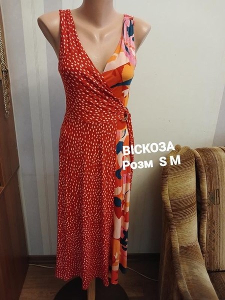 Women Monsoon Dress Red Viscose 36