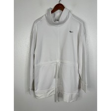 Nike Dri-FIT White Funnel Neck Drawstring Waist Sweatshirt DD6140-100 Womens L