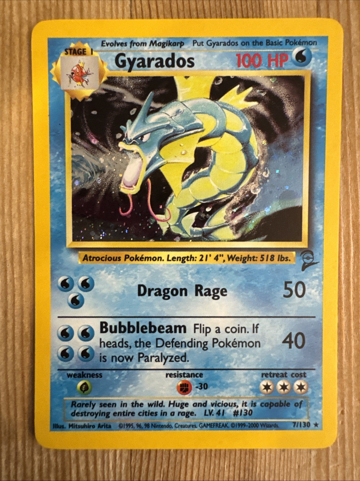Gyarados - 7/130 - Pokemon Base Set 2 Holo Rare Card WOTC LP/DENT