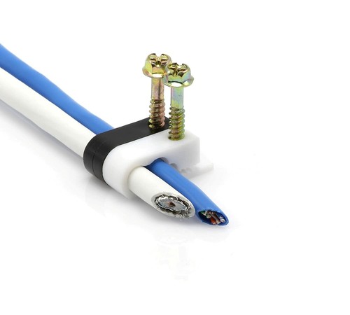 Clips de cable coaxial - blanco - 100 piezas - clips de tornillo flexible doble/doble coaxial - Imagen 5 de 9