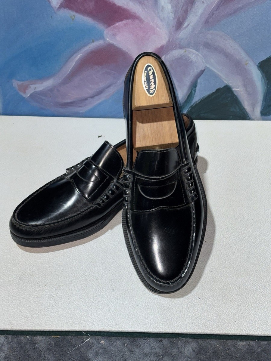 NEW Vintage Church's Men's Black Handmade Loafers Sz 9 M & Shoe