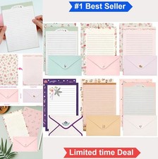 Stationery Paper and Envelopes Set 36 Sheets 18 Envelopes Floral Lined Letter