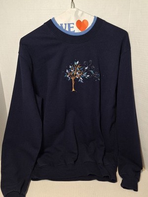 Decorated Originals Sweatshirt Woman's L, Navy Blue, Cotton Blend, Gma Vibe
