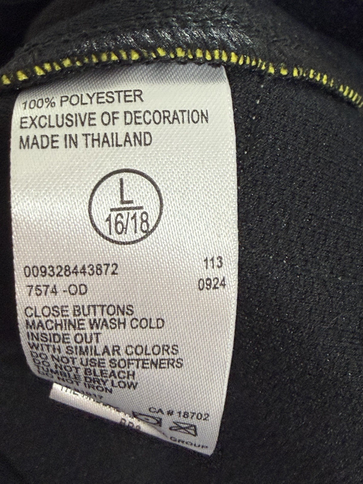 Nike Dri-FIT Oregon Ducks Baseball Jersey Black Yellow Kids Youth Size L 18/20