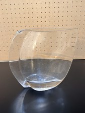 Clear Art Glass Vase Heavy Thick Base Asymmetrical Wave Freeform Modern Decor