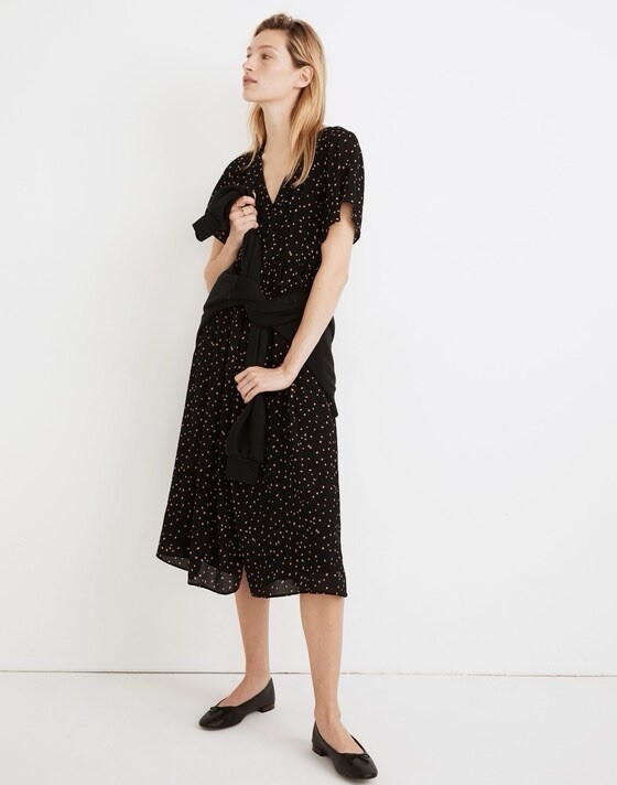 Madewell Flutter Sleeve Button Front Chiffon Midi… - image 2