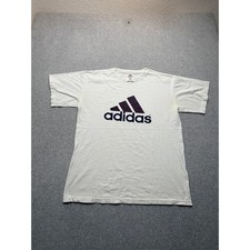Vintage Adidas Graphic T-Shirt White Purple Logo Made in USA Mens Size M