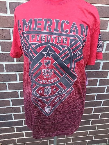 American Fighter Mens Medium Training T Shirt UFC MMA Gym Workout Red New W Tags - 第 1/14 張圖片