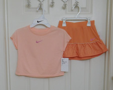 NWT 2pc Nike Peach Top  Orange Tiered Skort Set sz 4