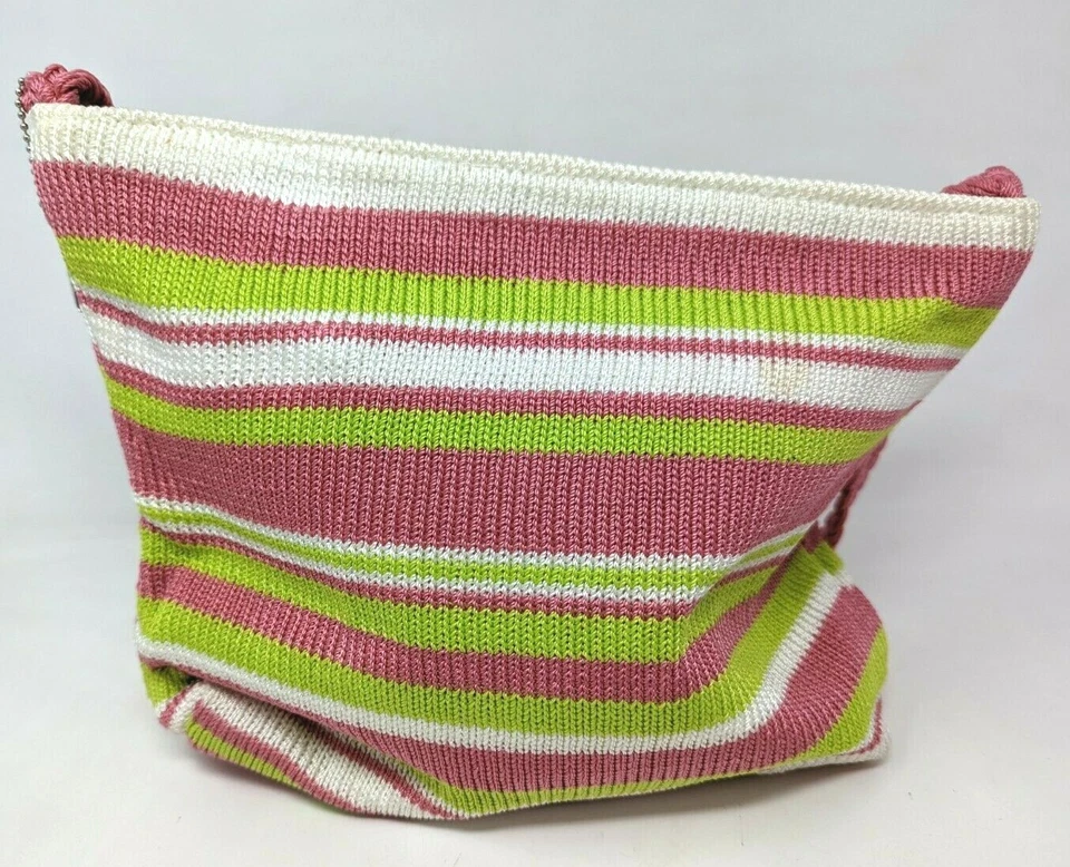 Bolso de Hombro Lina Tejido Crochet Rosa Blanco Verde Colorido Cartera con Cremallera Foto 3 de 4