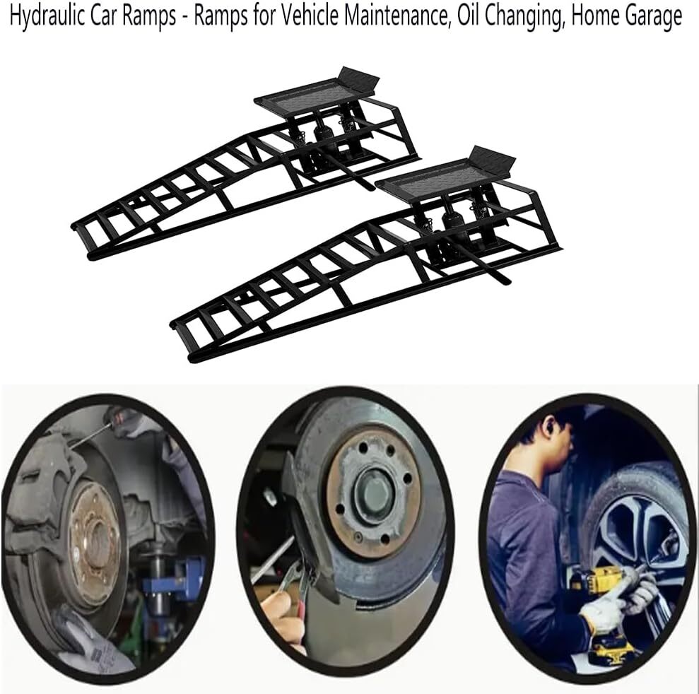 2 Pcs Heavy Duty Auto Car Truck Service Ramps Lifts Hydraulic Lift 5 ton jack