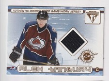 2001-02 Panini Titanium DOUBLE GAME WORN JERSEY #14 ALEX TANGUAY VACLAV NEDEROST