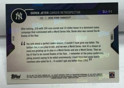 Derek Jeter 2020 Topps Jetzt Chrom Karriere Retrospective #DJ-11 Yankees - Sp / - Bild 2 von 2