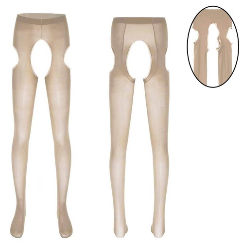 Men's High Waist Hollow Out Open Crotch Leggings Compression Lingerie Long AU - Picture 171 of 240