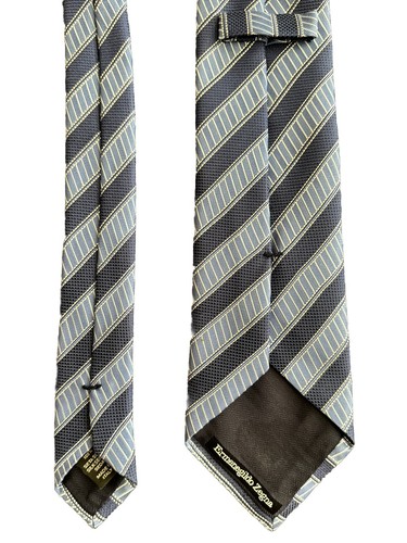 ERMENEGILDO ZEGNA Seidenkrawatte blau gestreift Made in Italy - Bild 3 von 8