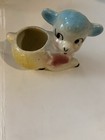 Vintage~ Ceramic Baby Lamb And Bird Planters