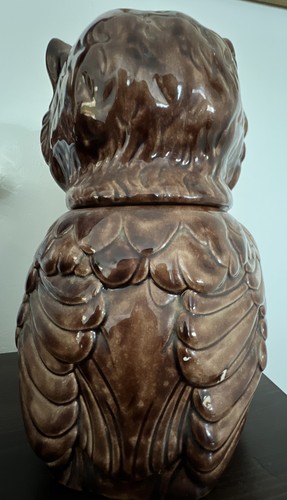 Vtg Shawnee Cookie Jar Large Glazed Winking OWL Signed SCO 1973 Brown Yellow - Picture 4 of 6