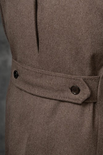 Men Long Overcoat Brown Herringbone Wool Blend Coat Winter Business Outwear - Picture 5 of 18