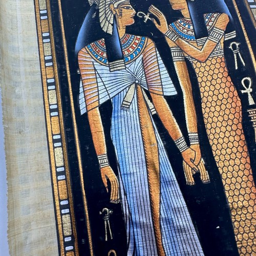 16 Zoll Vintage handbemalte ägyptische Göttin Kunst auf Papyrus signiert - Bild 6 von 11