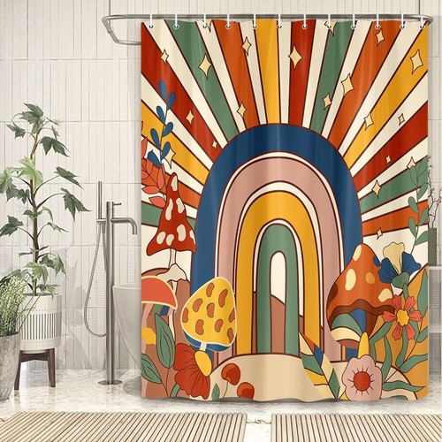 Shower Curtain Vintage Sun Rainbow Shower Curtains for Bath - Picture 5 of 7