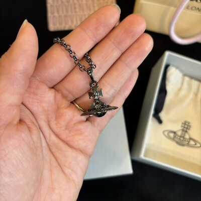 Vivienne Westwood Gunmetal Small Orb Pendant Necklace New in