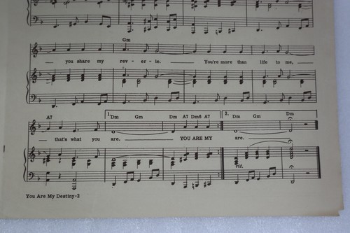 YOU ARE MY DESTINY Sheet Music by Paul Anka 1958 Australian Print Tracked Post - Picture 5 of 6